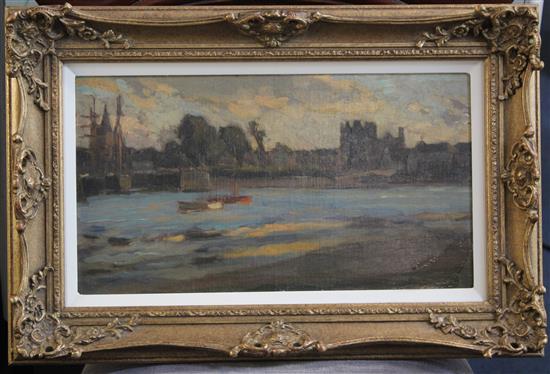 Bertram Walter Priestman (1868-1951) View along the Thames, 8.5 x 15.5in.